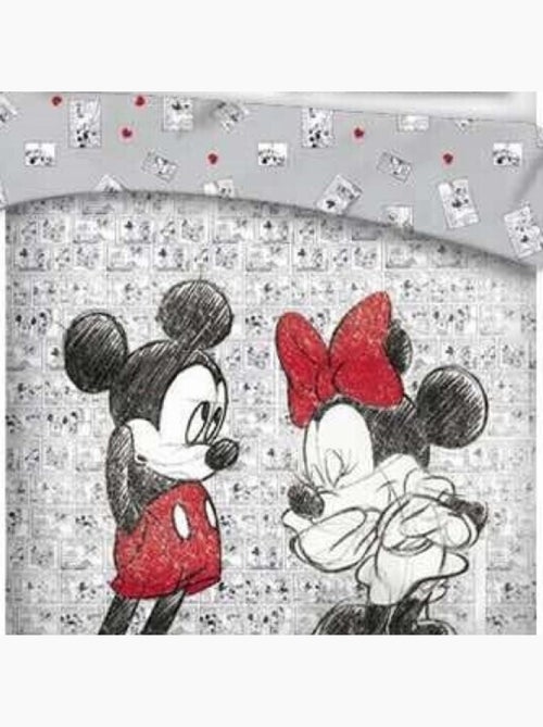 Parure de lit double réversible Disney Mickey et Minnie - 200 cm x 240 cm - Kiabi
