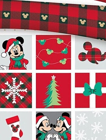 Parure de lit double réversible Disney Mickey et Minnie - Noël - Blanc et Rouge - 220 cm x 240 cm