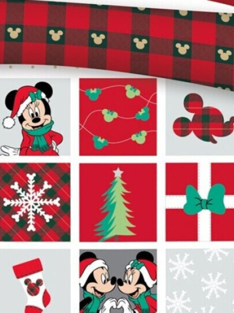 Parure de lit double réversible Disney Mickey et Minnie - Noël - Blanc et Rouge - 220 cm x 240 cm Rouge - Kiabi