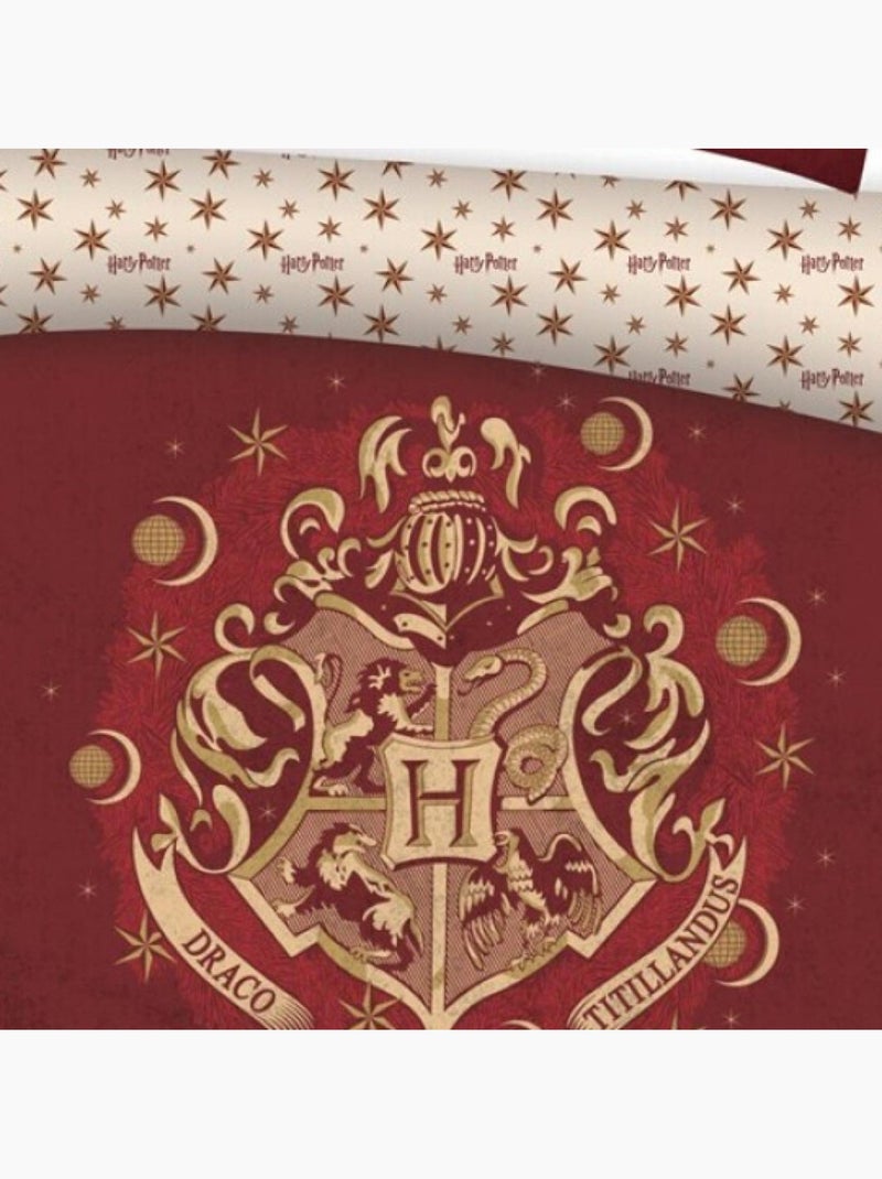Parure de lit double réversible Harry Potter - Blason Hogwarts - Rouge - 200 cm x 200 cm Multicolore - Kiabi