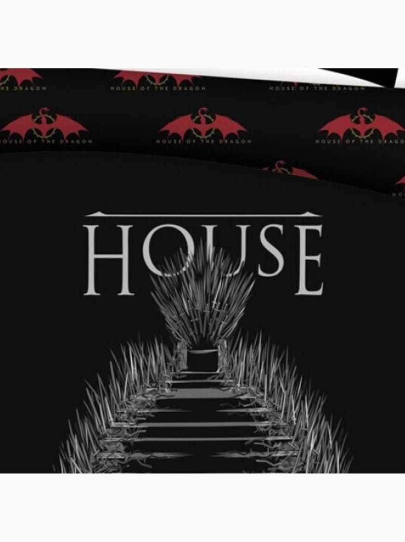 Parure de lit double réversible House of the Dragon - 220 cm x 240 cm Rouge - Kiabi