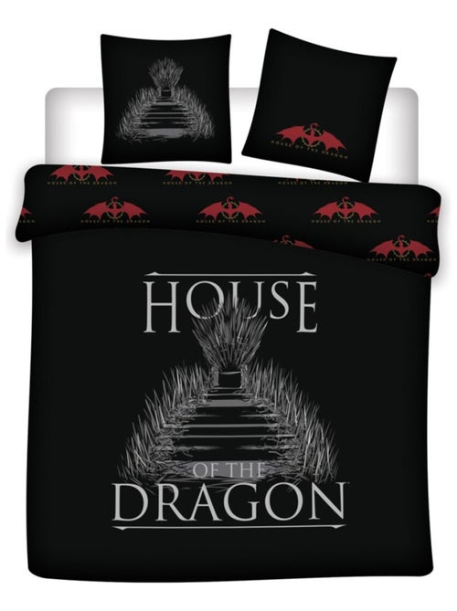 Parure de Lit double Réversible Noir House of Dragon - Kiabi