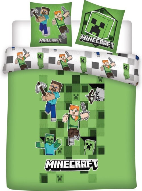 Parure de Lit double Réversible Polycoton Creeper TNT - Kiabi