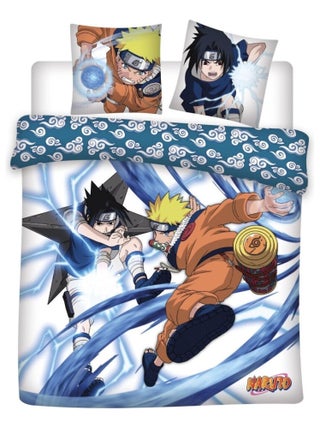 Parure de Lit double Réversible Polycoton Naruto vs Sasuke