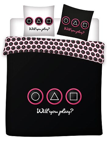 Parure de lit double réversible Squid Game -Will you play ? - 200 cm x 200 cm