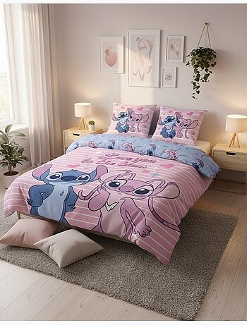 Parure de Lit Double Stitch & Angel 240x220 cm + 2 Taies d'oreiller 65x65 cm polycoton