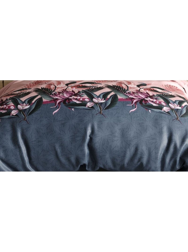 Parure de lit douceur florale Bleu - Kiabi