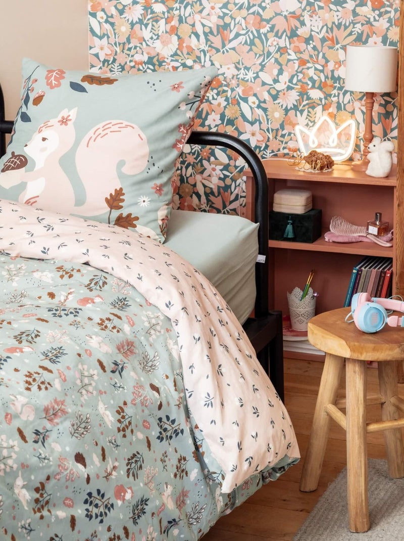 Parure de lit écureuil Vert d'eau - Kiabi