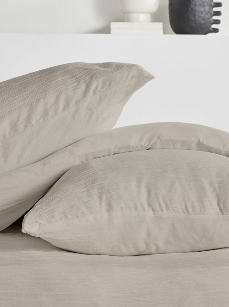 Parure de lit effet crépon unie ESSENTIAL Beige - Kiabi