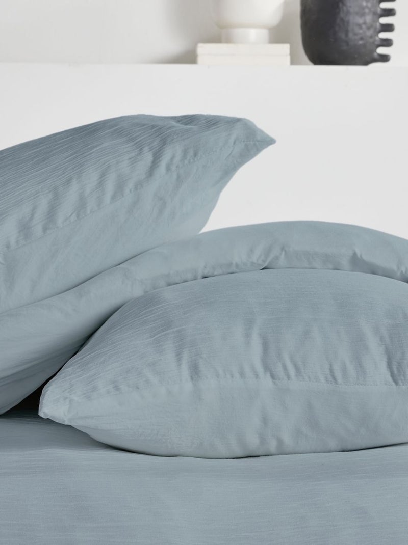 Parure de lit effet crépon unie ESSENTIAL Gris - Kiabi