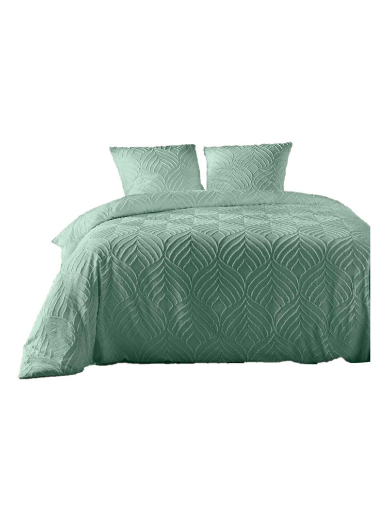 Parure de lit effet tufté HELTIE Vert - Kiabi