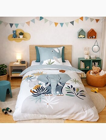 Parure de lit eleph microfibre - 140x200 / gris