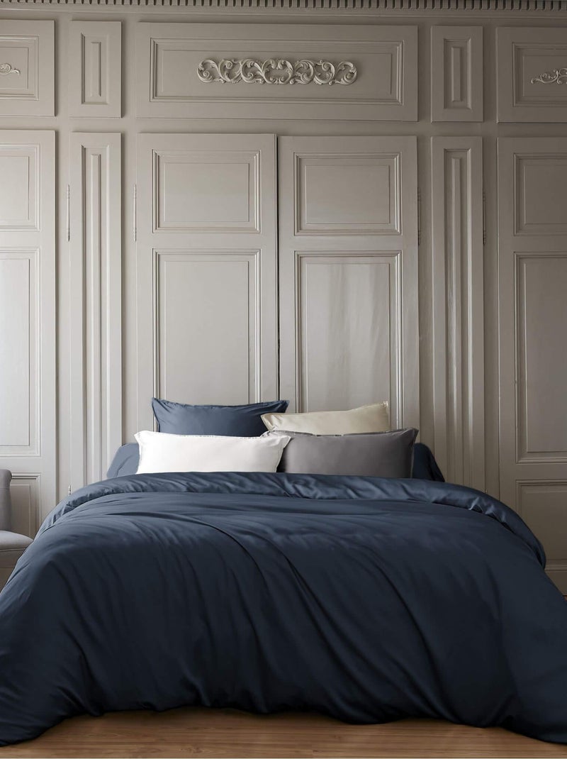 Parure de lit en bambou Bleu marine - Kiabi