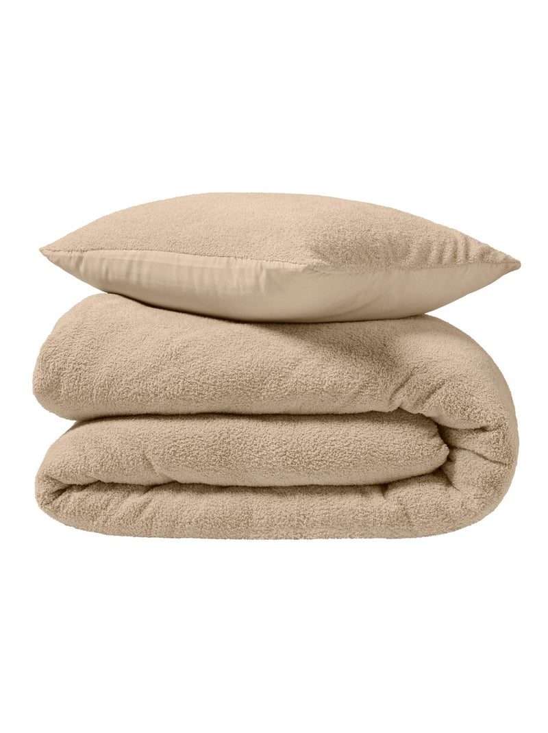 Parure de lit en bouclette unie Beige sable - Kiabi