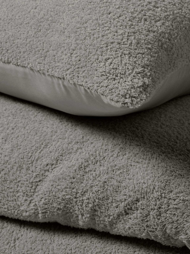 Parure de lit en bouclette unie gris anthracite - Kiabi