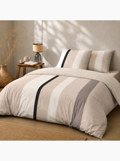 Parure de lit en coton 140x200 cm rayures beige - cally - Kiabi Parure de lit en coton 140x200 cm rayures beige - cally - Kiabi