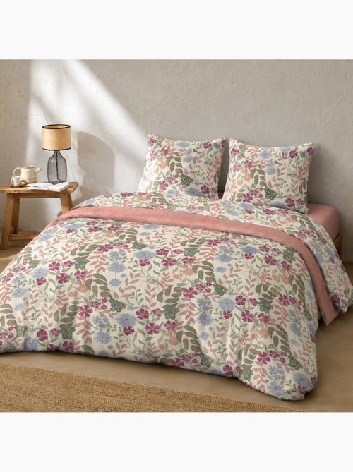 Parure de lit en coton 240x220 cm motif floral rose - dalhia - Kiabi Parure de lit en coton 240x220 cm motif floral rose - dalhia - Kiabi