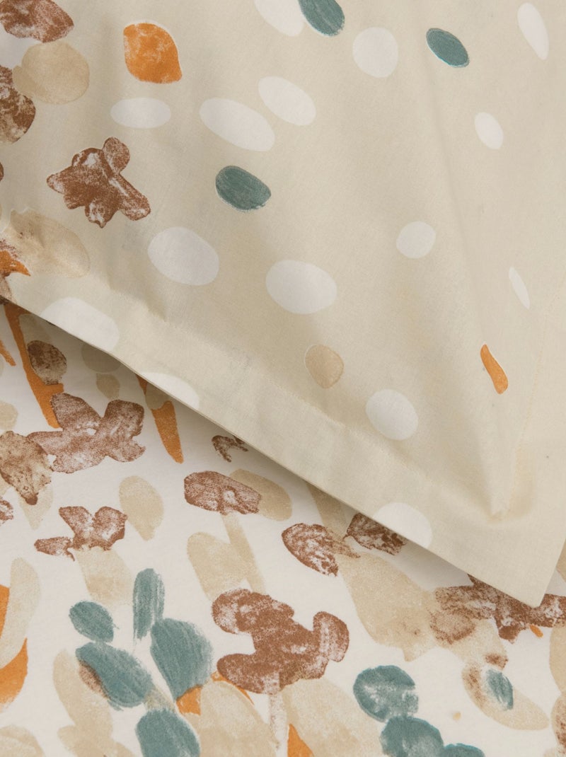 Parure de lit en coton à motif floral stylisé avec taies d’oreiller Beige - Kiabi