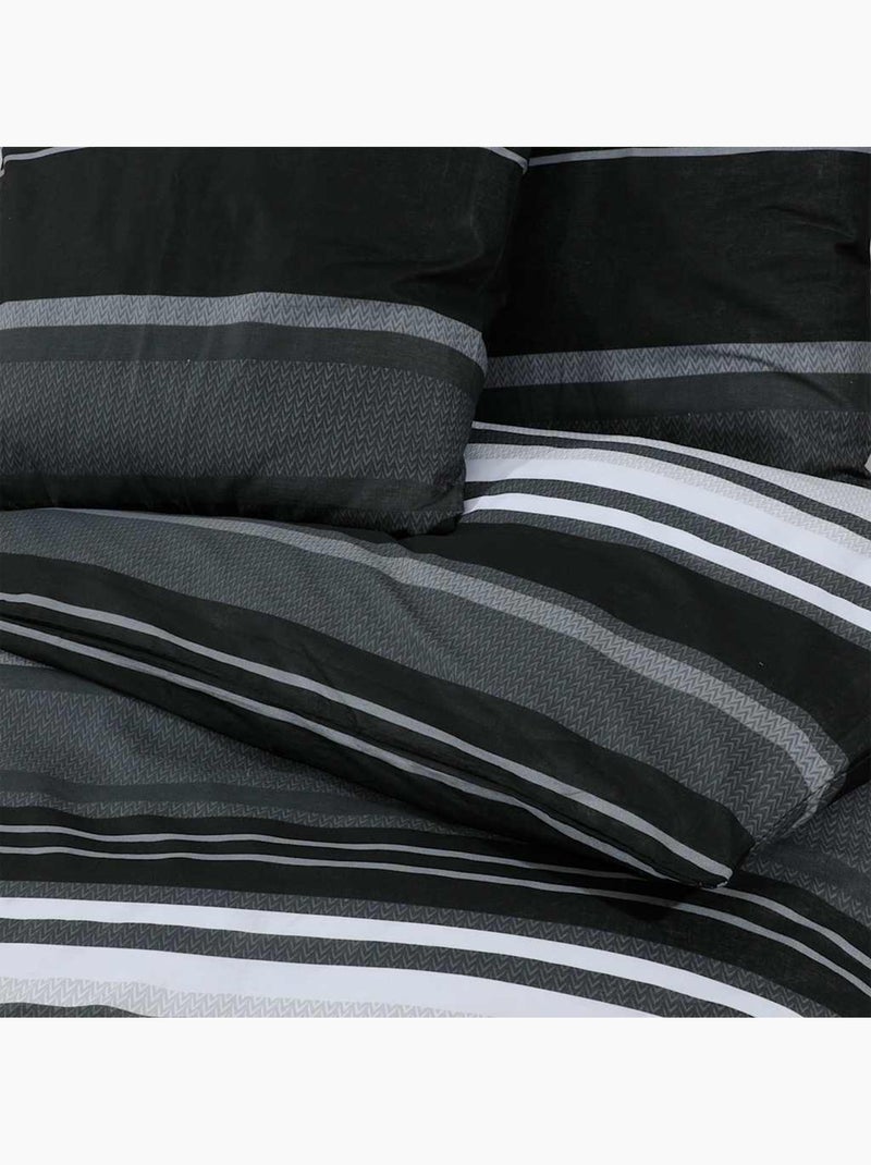 Parure de lit en coton au toucher doux à boutons cachés - vidaxl Blanc Noir - Kiabi
