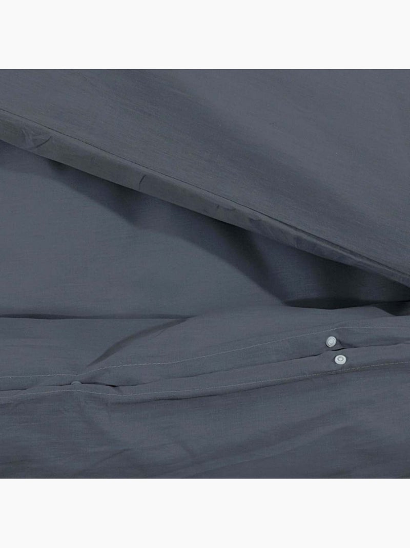 Parure de lit en coton au toucher doux à boutons cachés - vidaxl gris anthracite - Kiabi