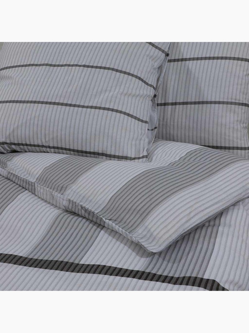 Parure de lit en coton au toucher doux à boutons cachés - vidaxl Gris clair - Kiabi