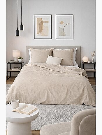 Parure de lit en Coton et Lin Lavé UNI