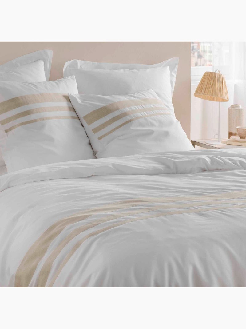 Parure de lit en coton finition lin Blanc - Kiabi