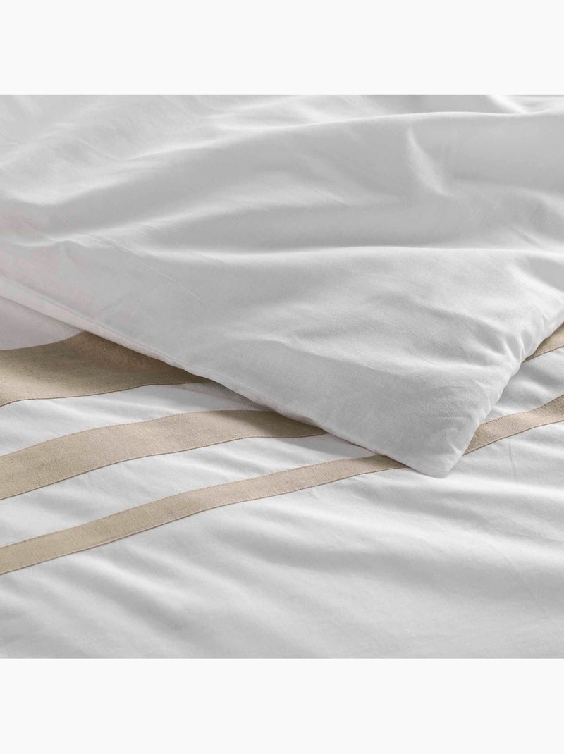 Parure de lit en coton finition lin Blanc - Kiabi
