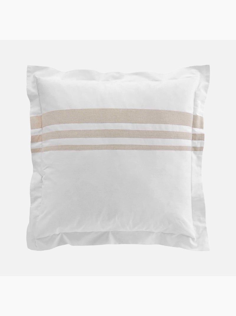 Parure de lit en coton finition lin Blanc - Kiabi