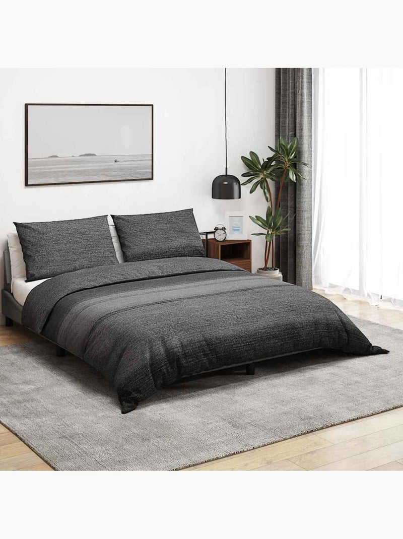 Parure de lit en coton housse de couette et taies - vidaxl Noir Gris - Kiabi