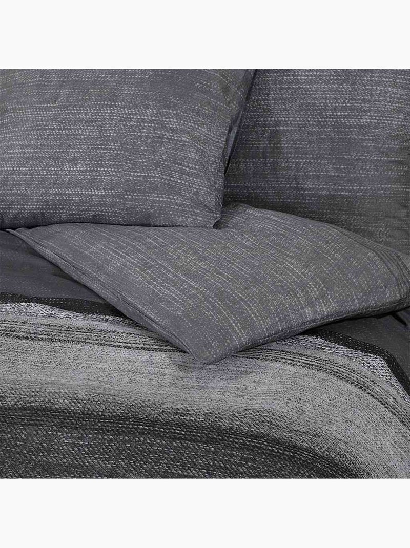 Parure de lit en coton housse de couette et taies - vidaxl Noir Gris - Kiabi