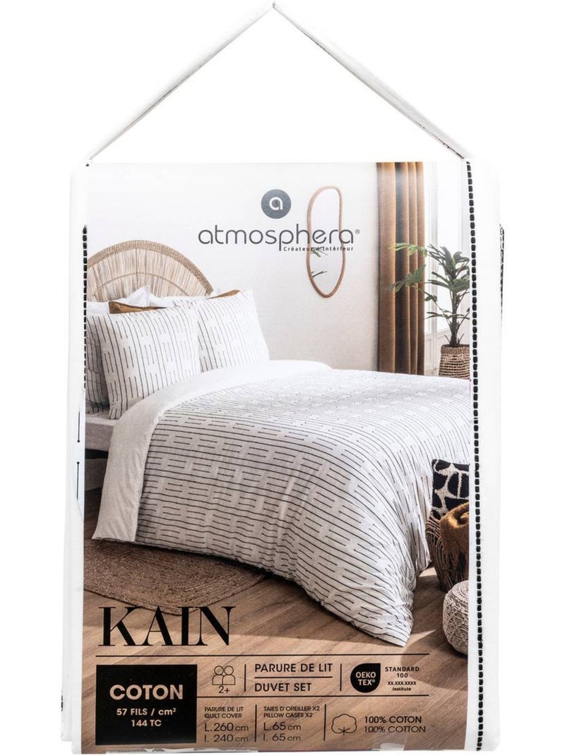 Parure de lit en coton kain Blanc - Kiabi