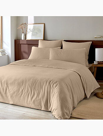 Parure de lit en coton lavé 260x240 cm unie - lav