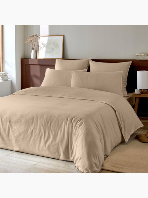 Parure de lit en coton lavé 260x240 cm unie - lav - Kiabi