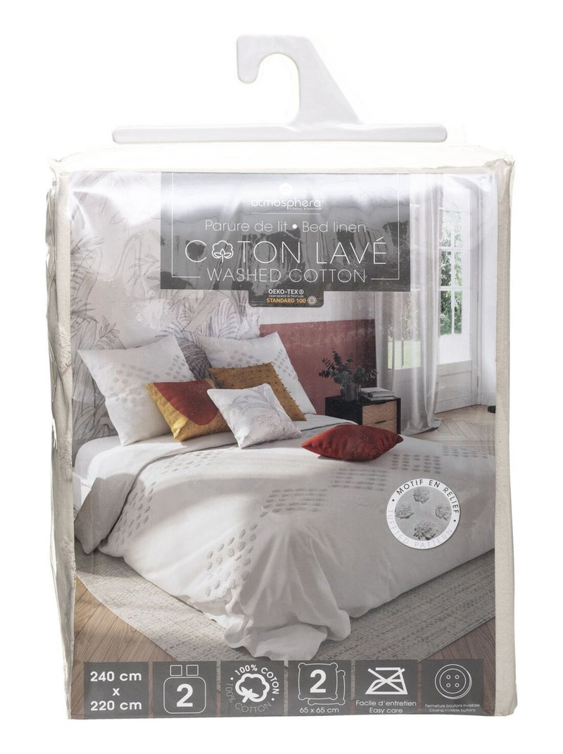 Parure de lit en coton lavé Beige clair - Kiabi