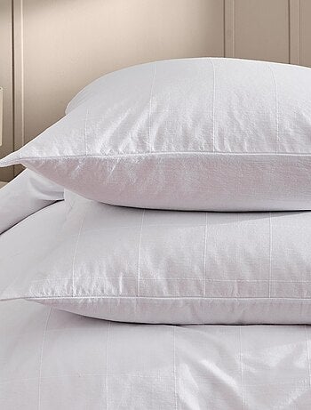 Parure de lit en coton lavé motif carreaux jacquard