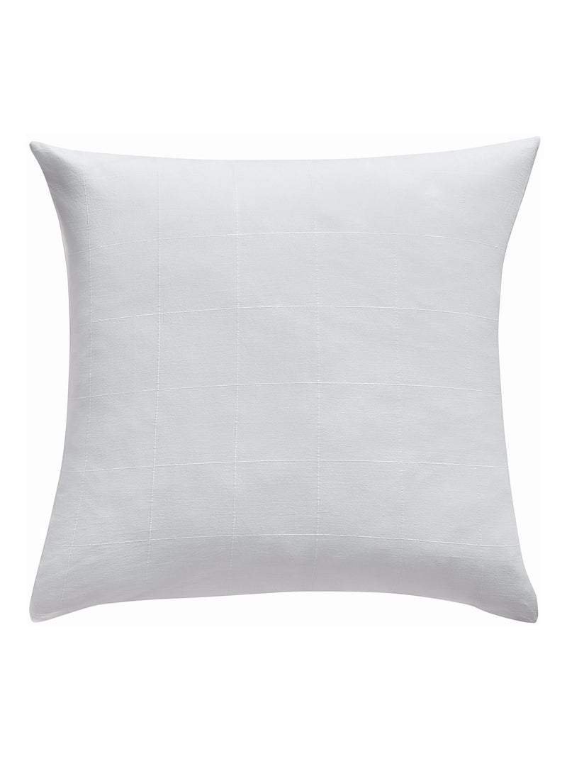 Parure de lit en coton lavé motif carreaux jacquard Blanc - Kiabi