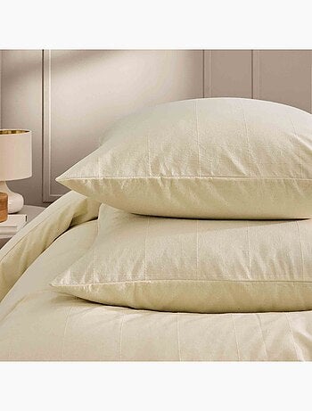 Parure de lit en coton lavé motif carreaux jacquard