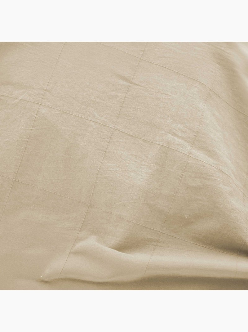 Parure de lit en coton lavé motif carreaux jacquard Ivoire - Kiabi