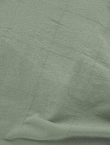 Parure de lit en coton lavé motif carreaux jacquard