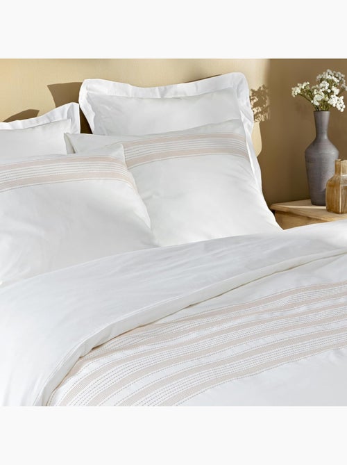 Parure de lit en coton motif broderies fines - Kiabi