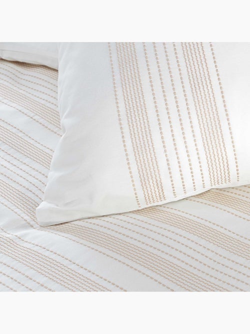 Parure de lit en coton motif broderies fines - Kiabi
