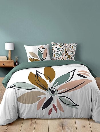 Parure de lit en coton motif floral avec double face imprimée