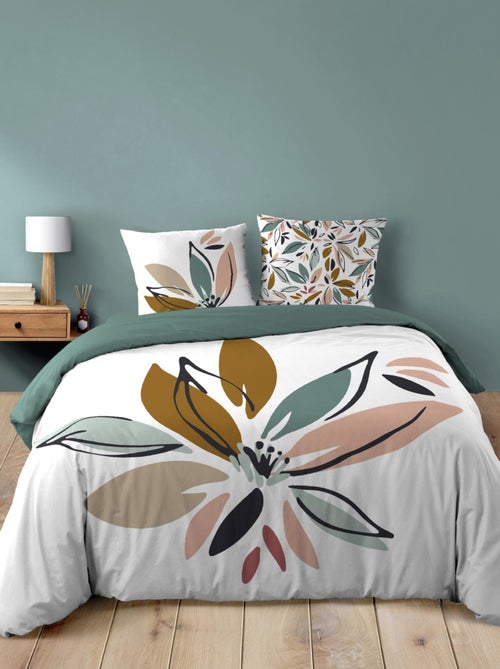 Parure de lit en coton motif floral avec double face imprimée - Kiabi