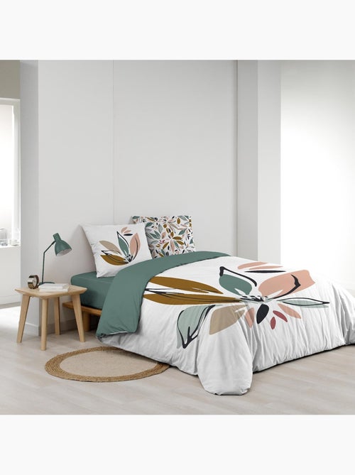 Parure de lit en coton motif floral avec double face imprimée - Kiabi