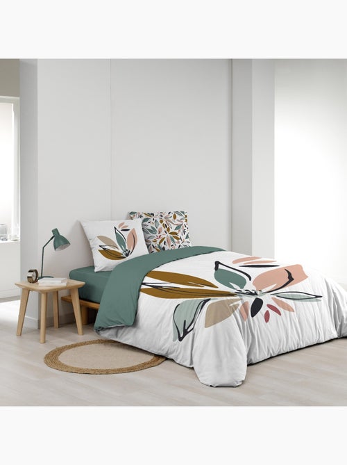 Parure de lit en coton motif floral avec double face imprimée - Kiabi