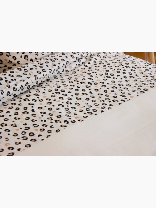 Parure de lit en coton réversible - imprimé léopard beige - 240x220 / beige - Kiabi Parure de lit en coton réversible - imprimé léopard beige - 240x220 / beige - Kiabi