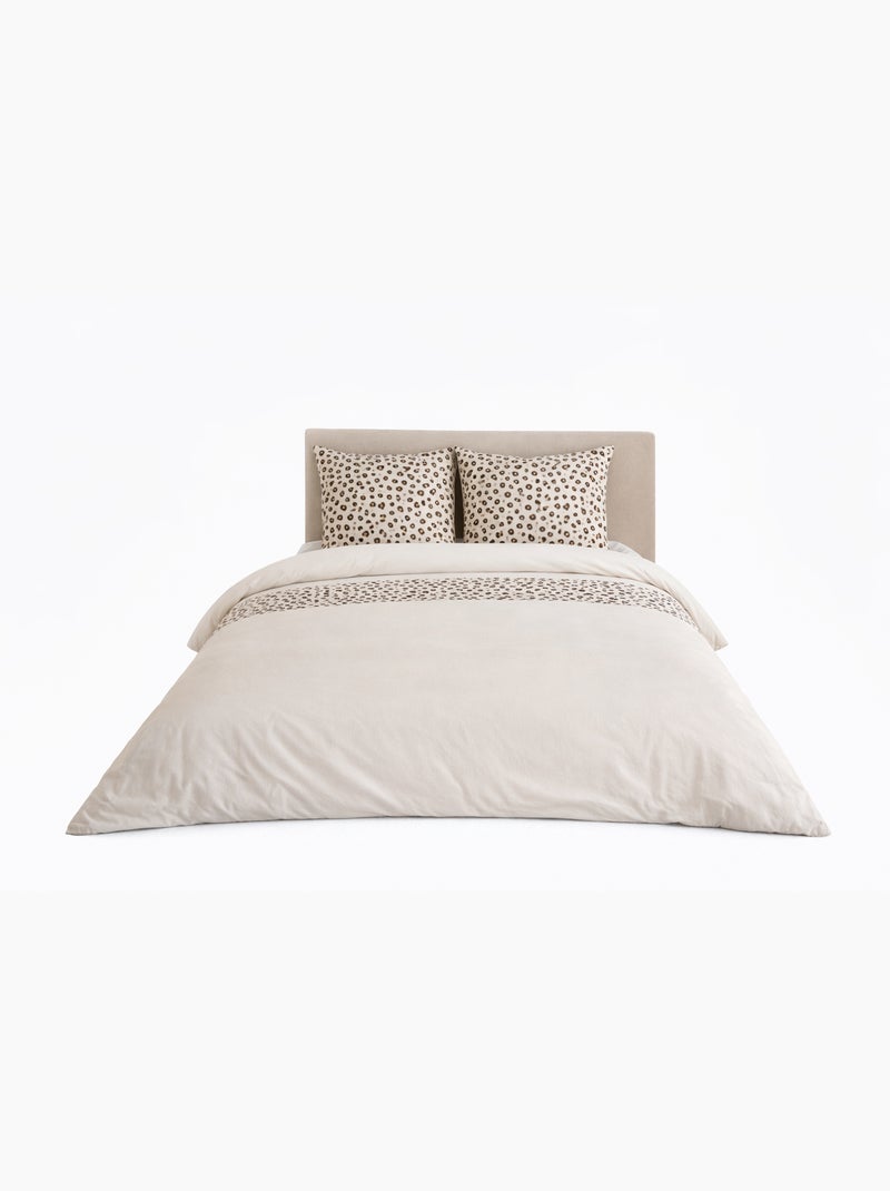 Parure de Lit en Coton Réversible - Imprimé Léopard Beige - 240x220 / Beige Beige - Kiabi