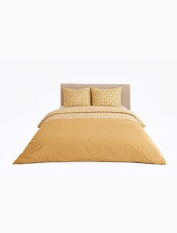 Parure de Lit en Coton Réversible - Imprimé Léopard Jaune - 240x220 / Jaune