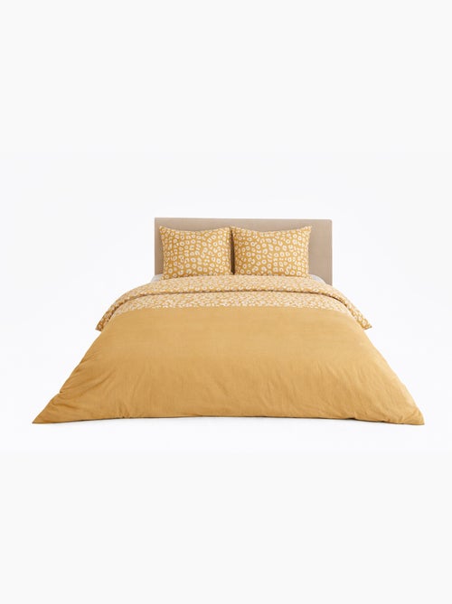 Parure de lit en coton réversible - imprimé léopard jaune - 240x220 / jaune - Kiabi Parure de lit en coton réversible - imprimé léopard jaune - 240x220 / jaune - Kiabi